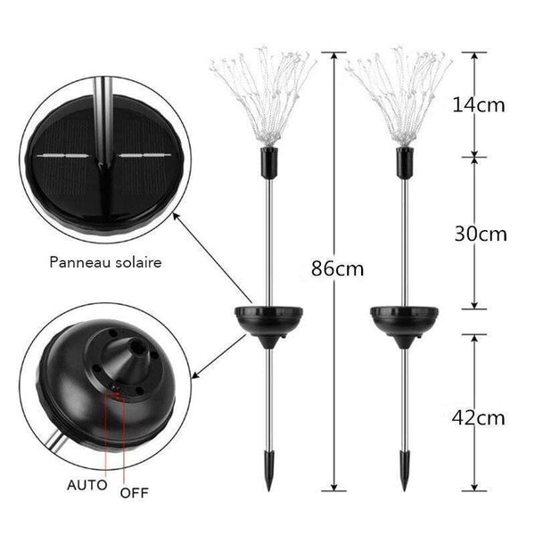 Artiled® - Lampe solaire waterproof effet feu d'artifice
